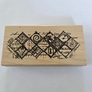 Stampers Anonymous Mounted Rubber Stamp Diamond Shaped Mixed Media Collage